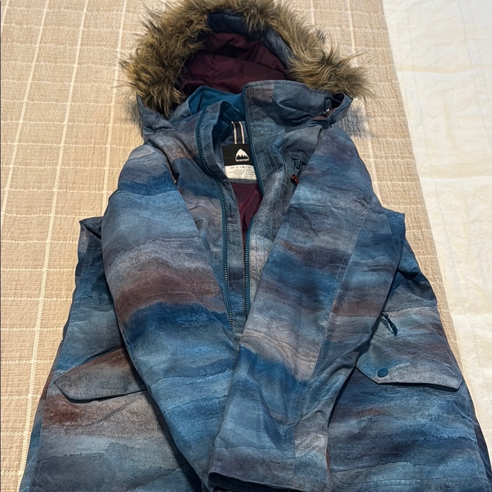 Burton Blue Fur-Trimmed Ski Jacket